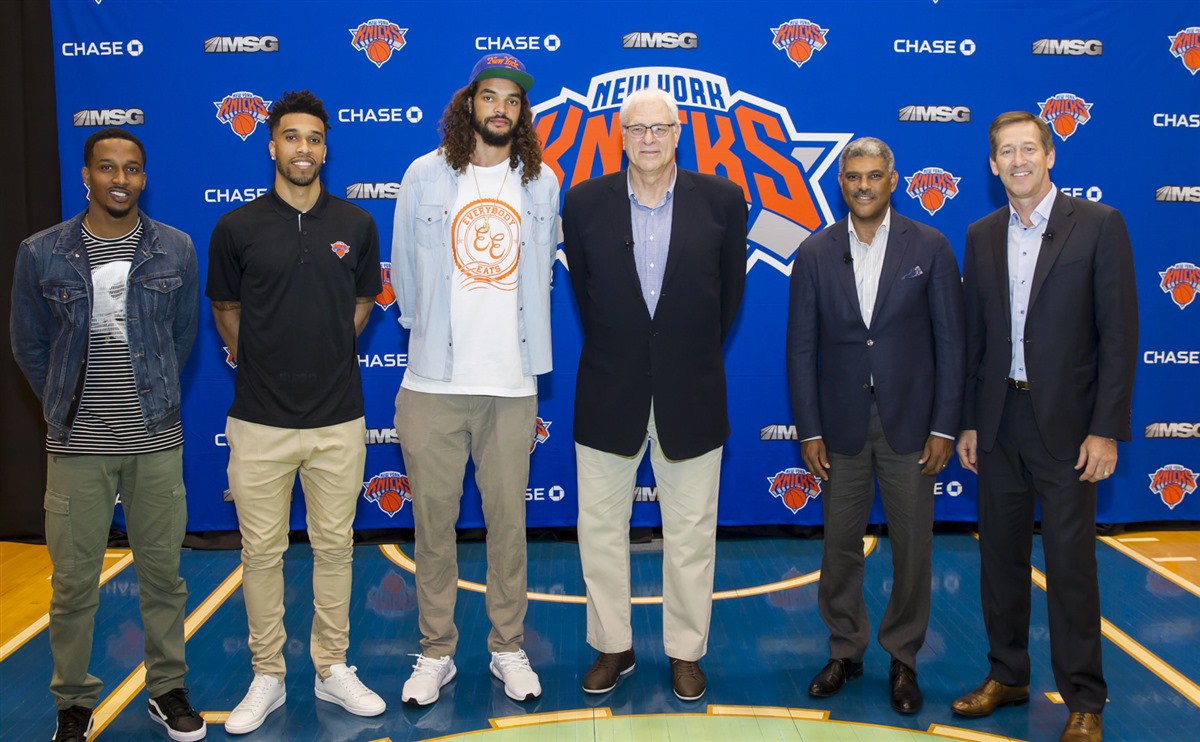 July 8, 2016: The New York Knicks introduce free agent signings Joakim Noah, Brandon Jennings and Courtney Lee. (Credit: MSG Photos)