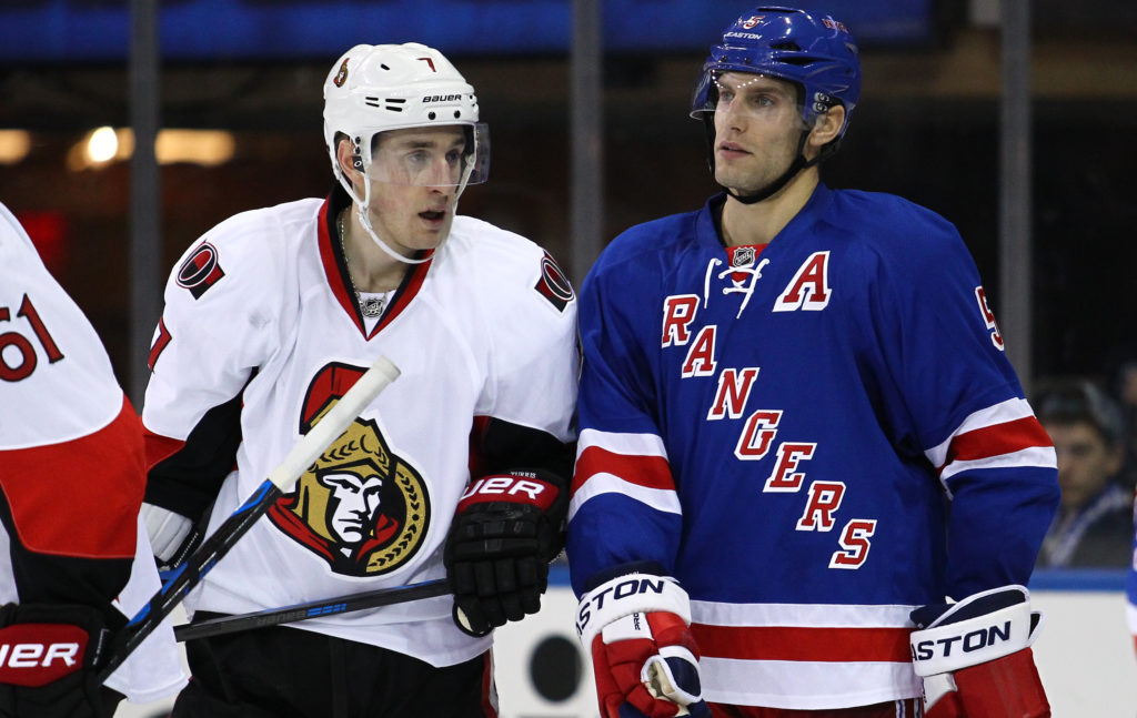 Rangers Girardi Senators Turris Home 012015