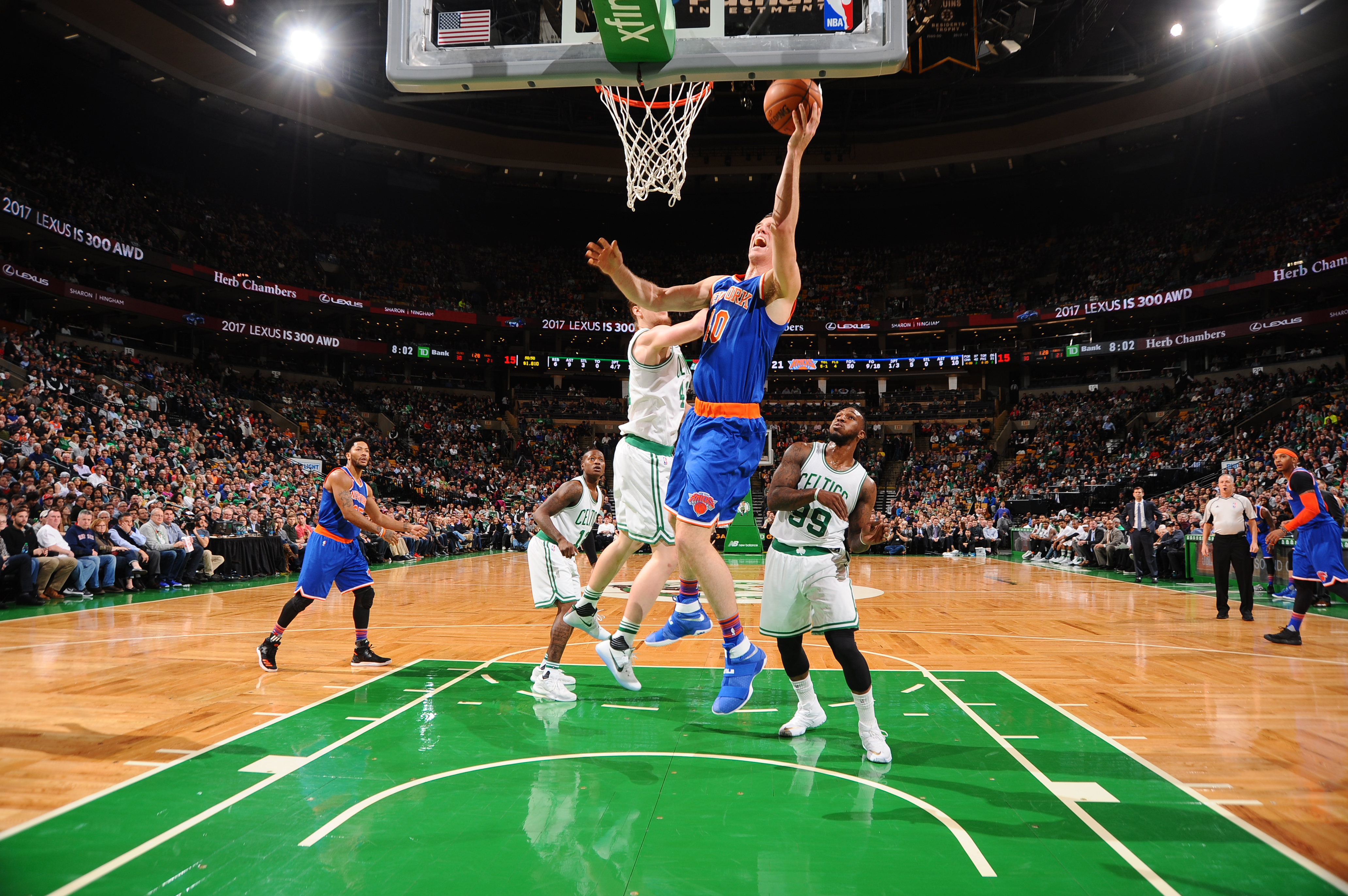Knicks Plumlee Rose Anthony Celtics Olynyk Crowder Rozier Away 011817 Getty