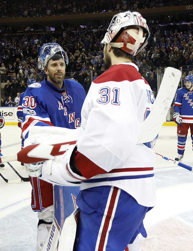April 22, 2017: The New York Rangers face the Montreal Canadiens during the first round of the Stanley Cup Playoffs at Madison Square Garden in New York City.